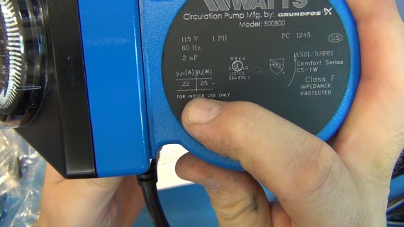 pump uses 220mA at 120V so ~25watts.
